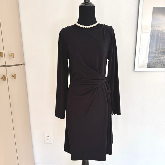 Lands’ End Boatneck Long Sleeve Tie Waist Dress - Picture 3 of 10